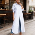 thumbnail image 5 of LIUJUNSHOP Women's Long Sleeve Button Down Shirt Dress Spring Casual Maxi Dresses Loose Fit Blouse Dress with Pockets, 5 of 8