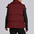 thumbnail image 3 of Womens Loose Outerwear New Women Puffer Vests Sleeveless Zip up Stand Collar Quilted Lightweight Jacket Winter Warm Padded down Outerwear Wine XXL, 3 of 9