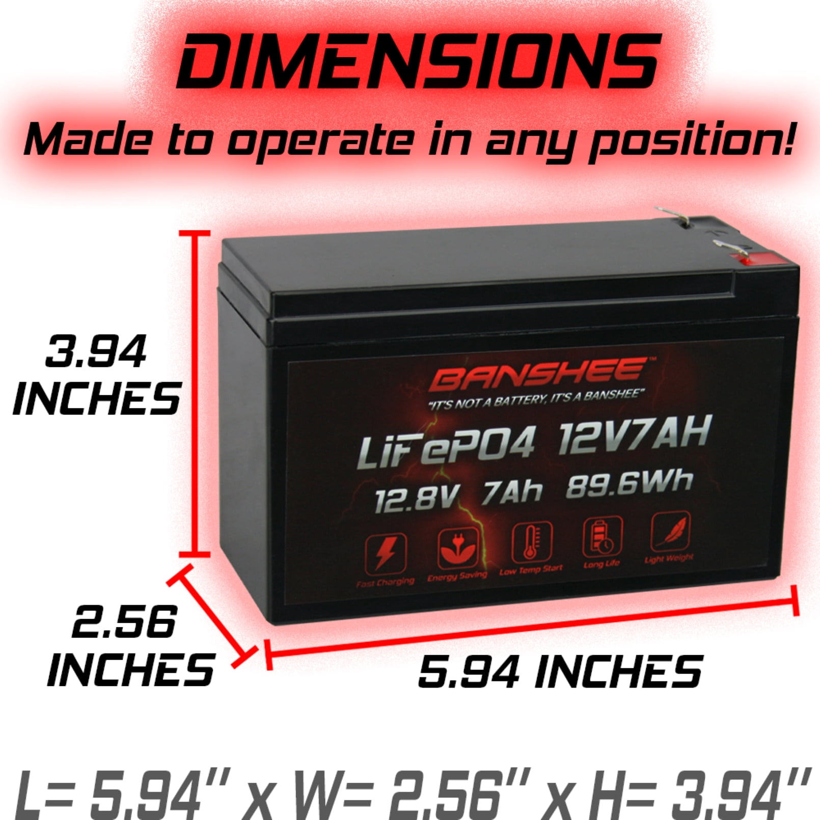 12V 7Ah Lithium LiFePO4 Battery, Rechargeable Battery, Up to 3000+ Deep Cycle Lithium Iron Phosphate Battery Built-in BMS, Ideal for Small UPS, Lighting, Solar Power, Fish Finder, kids ride on car