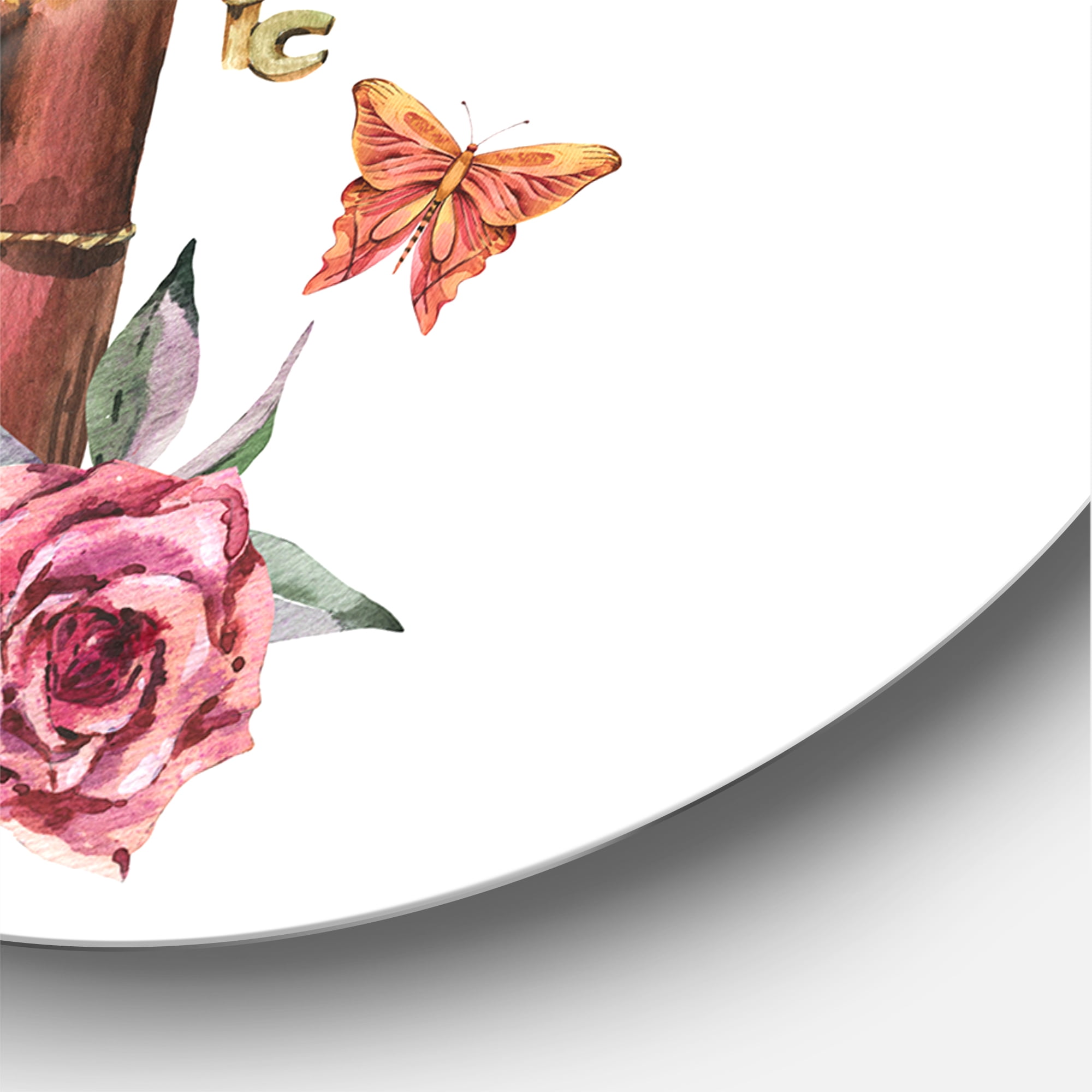 Designart 'Wildflowers With Vintage Old Books' Farmhouse Circle Metal Wall Art 23x23 - Disc of 23