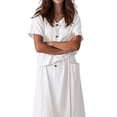 thumbnail image 3 of Summer Skirt Set Women 2 Piece Outfits Short Sleeve Top Elastic Waist Maxi Dress Sets with Pockets White XXL, 3 of 8