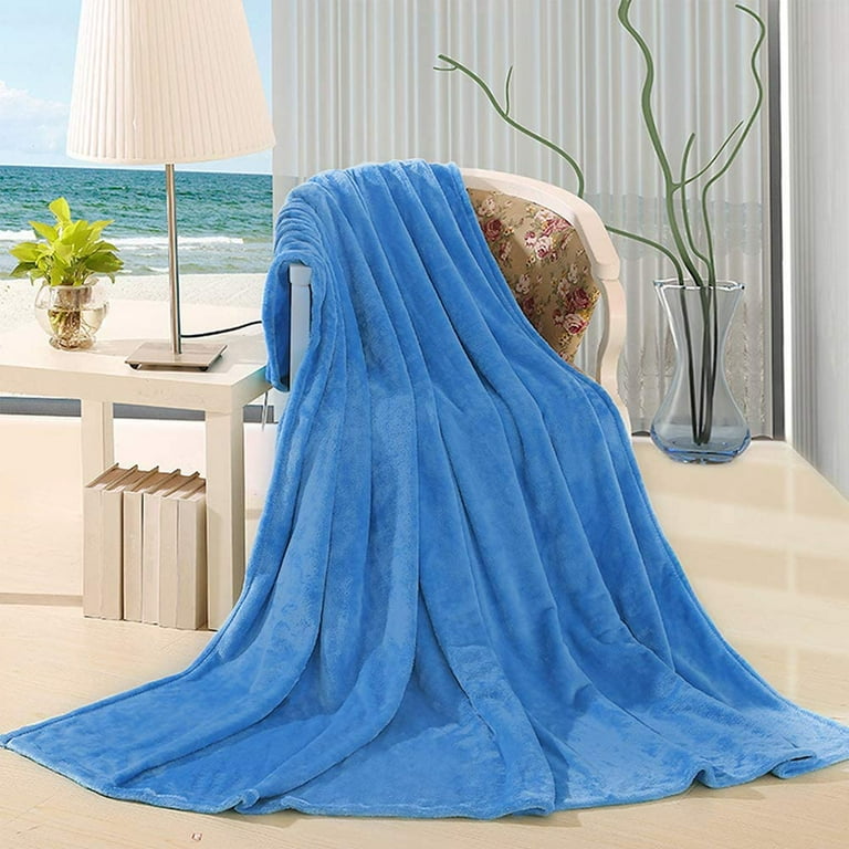 Howarmer Blue Fuzzy Bed Blanket Throw Twin Soft Flannel Fleece