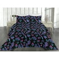 thumbnail image 2 of Ambesonne Tropical Quilted Bedspread Set 3 Pcs, Retro Abstract Monstera, King, Violet Aqua Charcoal Grey, 2 of 4