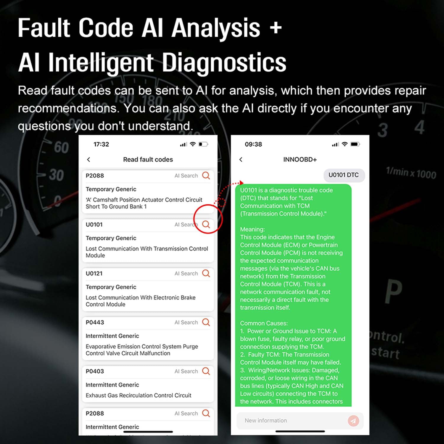 CICPAP Bluetooth OBD2 Scanner for iPhone & Android, 4-System Code Reader for Engine, Transmission, ABS & SRS/Airbag, Check Engine Diagnostic Tool with Free App