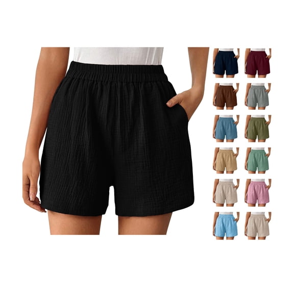 Womens Shorts Casual Elastic Waist Plus Size Shorts Summer Lightweight Breathable Short Beach Vacation Clothes