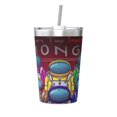 thumbnail image 1 of Termo Among Us con pajita cónica, doble pared, aislamiento al vacío, impresión de acero inoxidable, 12 oz, color blanco, 1 of 7