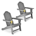 thumbnail image 1 of Costway 2PCS Patio Adirondack Chair Weather Resistant Garden Deck W/Cup Holder Grey, 1 of 7