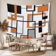 thumbnail image 2 of Orange Black Grey Geometric Tapestry for Bedroom Wall Hanging Tapestry,Middle Century Modern Abstract Art Ceiling Backdrop Tapestries Poster Blanket Wall Decor for Teens Room Living Room 51" x 59", 2 of 8