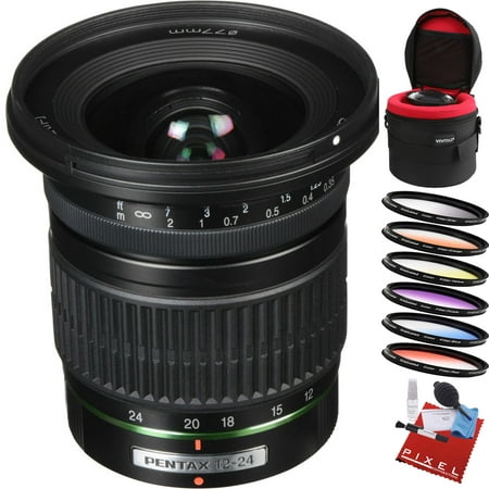 Pentax Zoom Super Wide Angle SMCP-DA 12-24mm f/4 ED AL (IF) Autofocus Lens with Heavy Duty Lens Case and Creative Filter (Best Wide Angle Lens For Pentax)