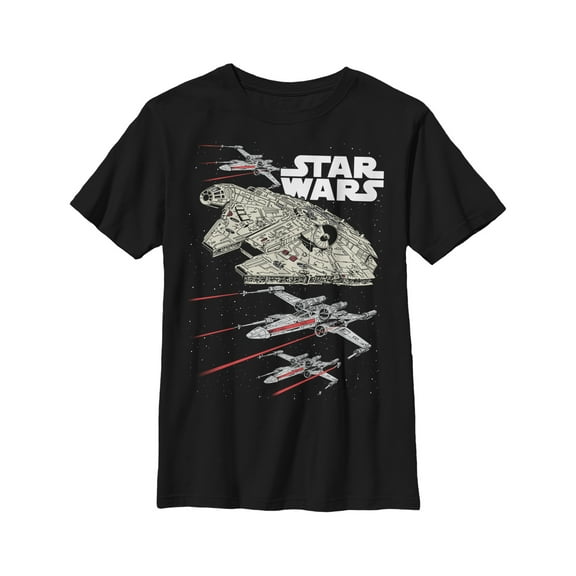 Boy's Star Wars Starship Battle Graphic Tee Black Medium