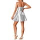 thumbnail image 3 of Vestido A-line de tirantes de espagueti con escote en forma de corazón para mujeres, L, plateado, 3 of 6