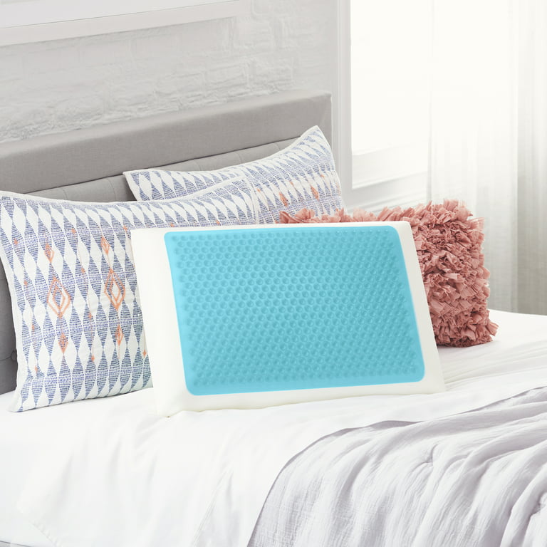 Comfort Revolution Originals Blue Bubble Gel + Memory Foam Cooling Bed  Pillow, Standard Size