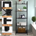 thumbnail image 6 of Fionafurn 5 Tier Ladder Shelf Bookshelf Open Storage Rack with Metal Frame，for Home Office,Black panel, 6 of 8