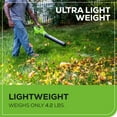 thumbnail image 6 of Greenworks 24V Cordless Axial Blower (90 Mph / 320 Cfm) with 2Ah USB Battery & Charger 2415702, 6 of 14