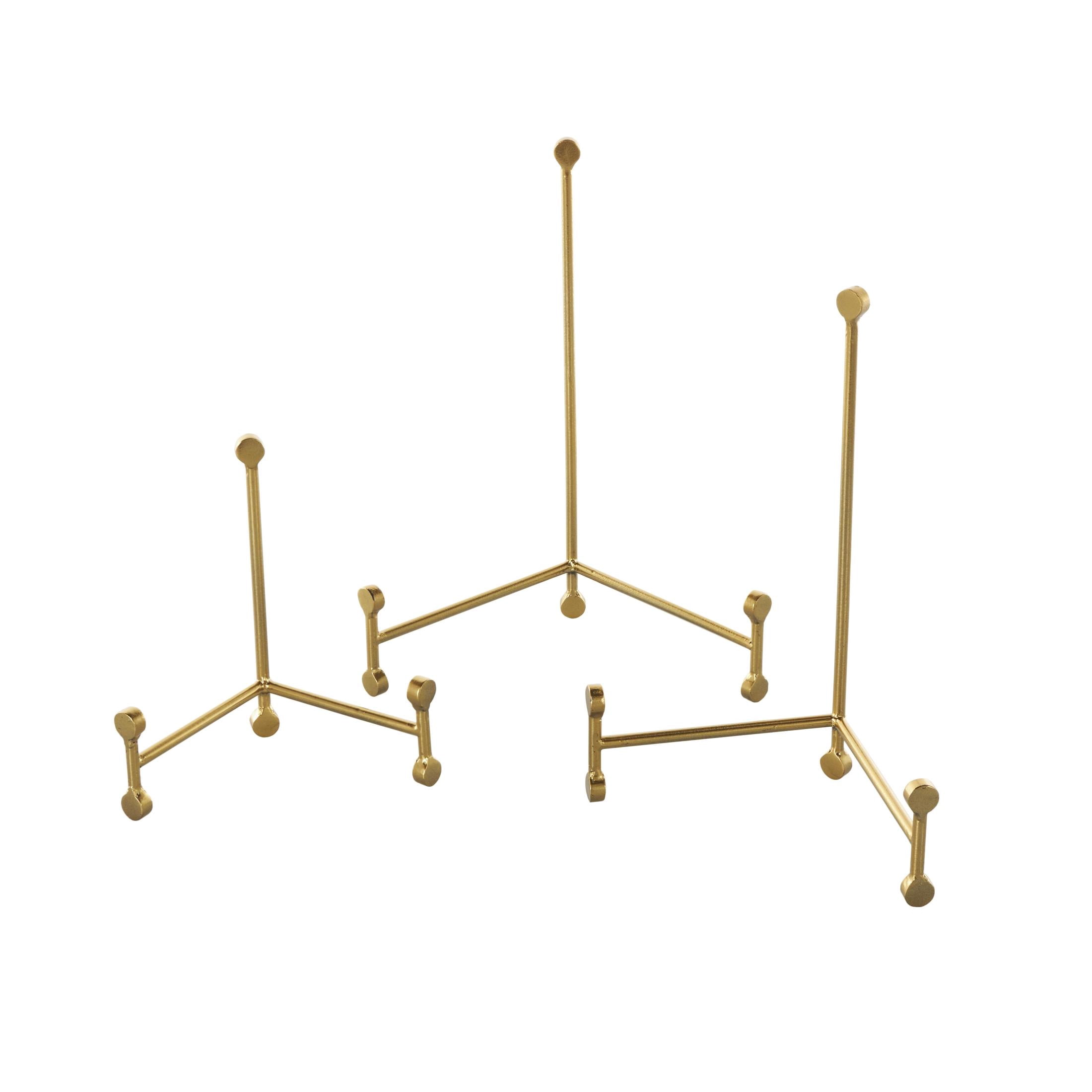 DecMode 12", 11", 7"H Gold Metal Tabletop Fixed Easel with Ball Accents, 3-Pieces