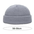thumbnail image 6 of Knitted Hat Hip Hop Casual Flanging Stretchy Soft Keep Warm Solid Color Autumn Winter Women Men Skull Beanie Ca, 6 of 8