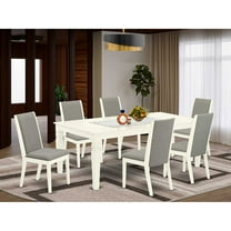East West Furniture Dining Room Set Linen White, WELA7-WHI-06