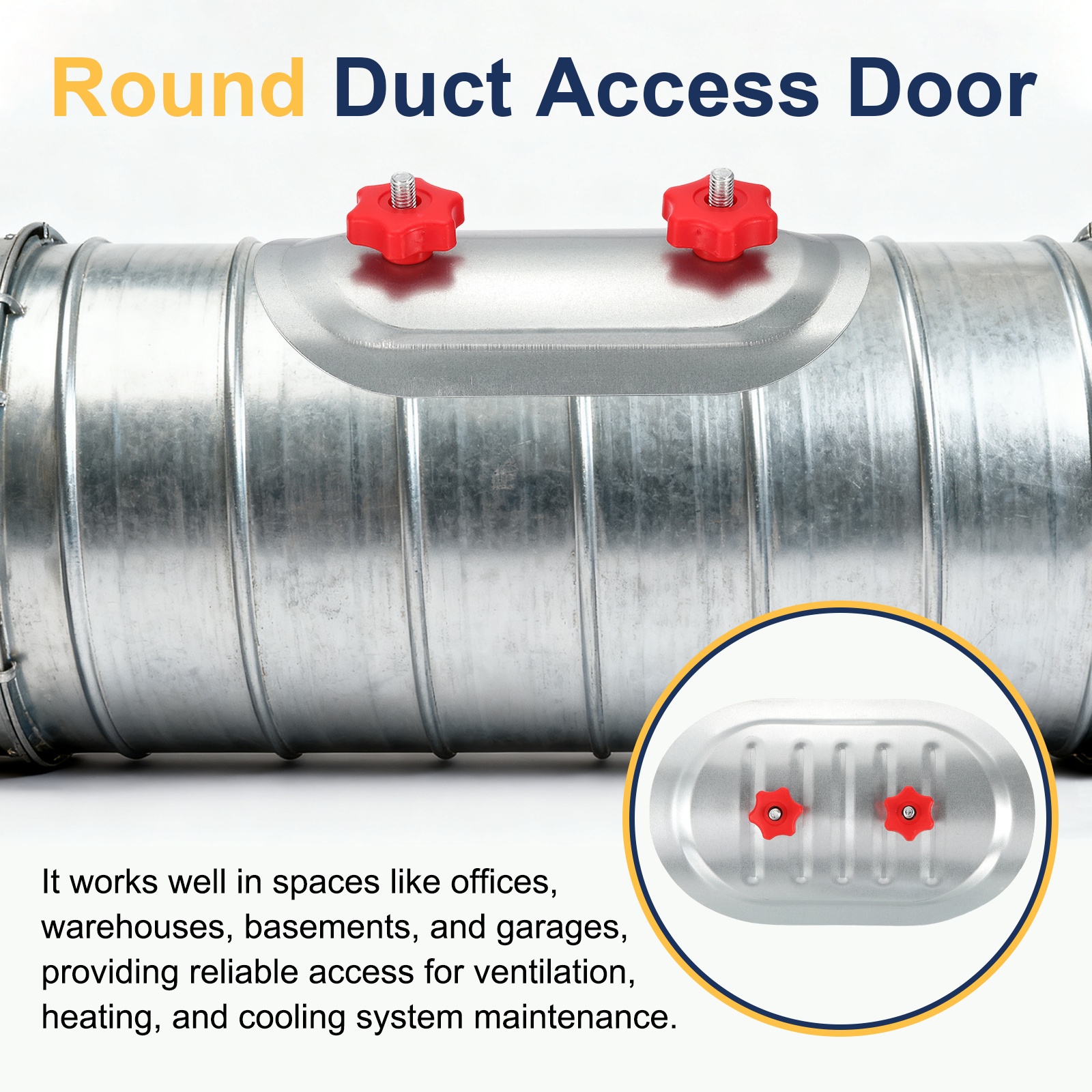 Uxcell 10" Round Duct Access Door, Duct Maintenance Access Door Galvanized Steel Ducting Cover with Rubber Gasket Adjustable Knobs for HVAC Duct Inspection, Silver
