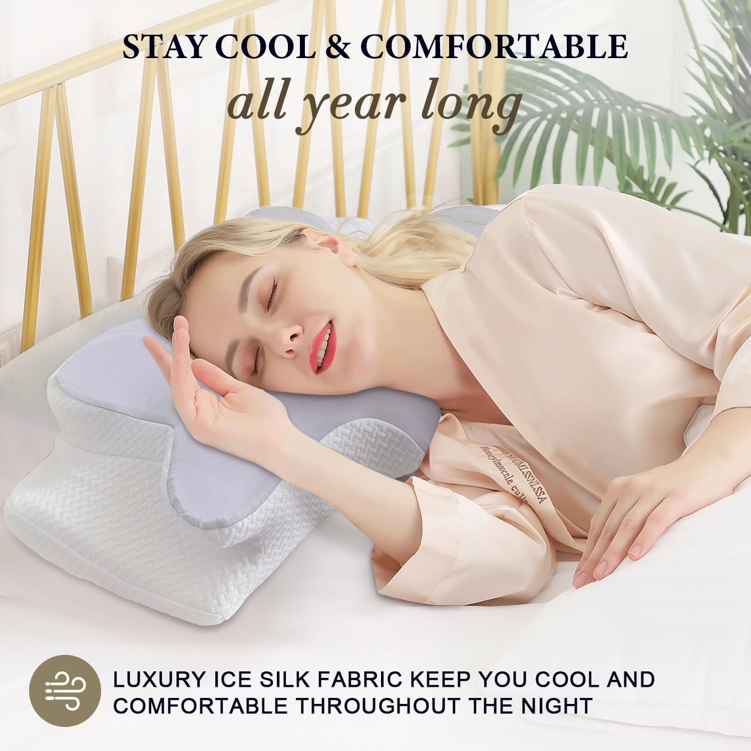 Cervical Pillow for Neck Pain Relief - Ergonomic Contour Memory Foam Pillow for Side, Back & Stomach Sleepers, Cooling & Slow Rebound Support, Light Gray