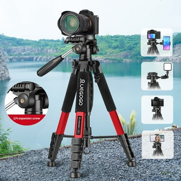 UEGOGO Q188 74-inch camera tripod with travel bag, expandable phone tripod, T-phone holder   quick-mount pad, compatible with all cameras /iPhone/ Android/ action cameras
