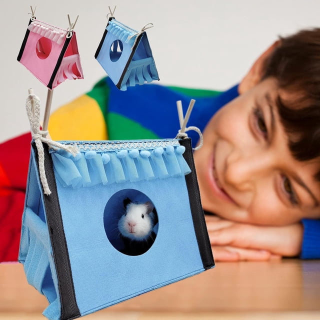 Fiudx Tienda de Campaña Pequeña para Mascotas, Acogedora Cama Hamaca Suave de Poliéster, Nido Cómodo para Cobayas, Hámsteres y Ardillas, Zona de Juego Multifuncional, Lugar Seguro para Dormir, Tamaño