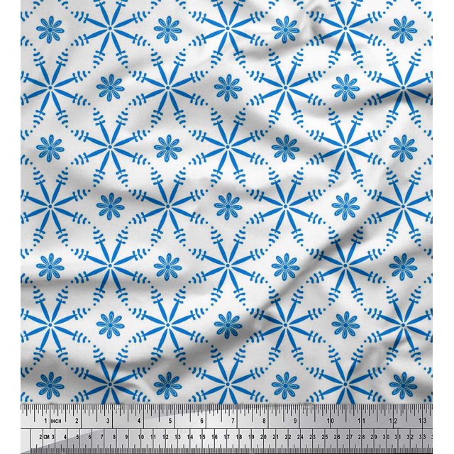Soimoi Poly Georgette Fabric Flower Artistic Print Fabric by the Yard 52 Inch Wide