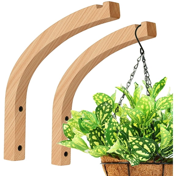 MORAVE Wooden Plant Hangers, Heavy Duty Wood Wall Hanging Plant Hooks Indoor Outdoor for Flower Pots Wind Chimes and Bird Feeders