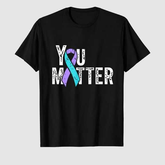 Unisex Adult You Matter Awareness Ribbon Graphic T-Shirt, 100% Cotton Short Sleeve Shirt