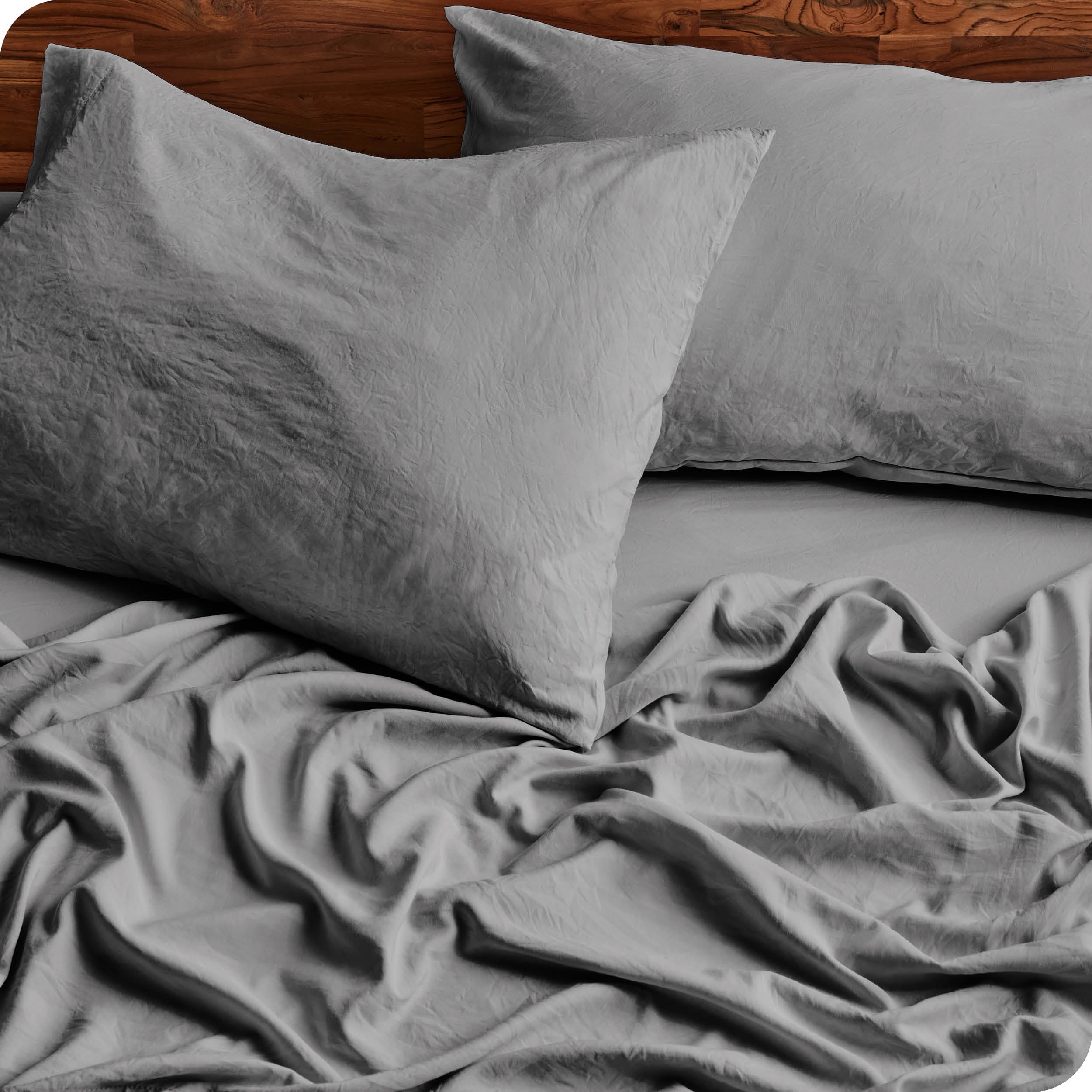 Bare Home Frost Gray Sandwashed Microfiber Sheet Set, Wrinkle Resistant, Deep Pocket, Queen