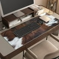 thumbnail image 4 of Brown Cowhide Desk Mat, Desk Accessory, Cute Workspace, Trendy Workspace, Trendy, 35.4x15.7in Large Gaming Mouse Pad, Cute Desk Topper, Pretty Desk Pad, 4 of 5