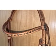 thumbnail image 2 of Bar H Equine Western Horse Genuine Leather Hand Tooled Headstall Tan, 2 of 4