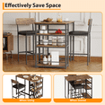 thumbnail image 4 of 3-Piece Small Bar Table and Chairs Set for 2,Small Dining Table with 2 PU Cushioned Stools,3 Storage Shelves, Space Saving Kitchen Table Set for Breakfast Nook, Apartment, Bistro, 4 of 5