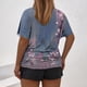 thumbnail image 5 of Tops Cortos para Mujeres, Cintura Plisada Cuello Redondo Tamaño Grande Camiseta de Manga Corta Top Casual Hecha de Estante de Imitación, Camisetas Casuales de Mujer, 5 of 6