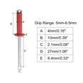 thumbnail image 2 of Unique Bargains Rivets Aveugles à Tête Ronde Plate en Aluminium de 4 Mm x 10 Mm, Pack de 25 Rouge, 2 of 5