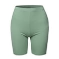 thumbnail image 2 of A2Y Women's Basic Solid Premium Cotton Mid Thigh High Rise Biker Bermuda Shorts Light Green XL, 2 of 5