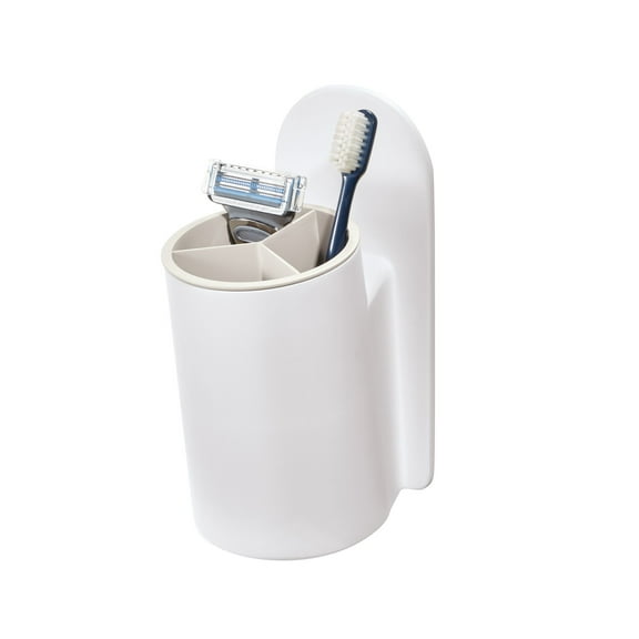 iDesign Self-Adhesive Divided Bathroom Tumbler – Berkley Collection - Coconut/White