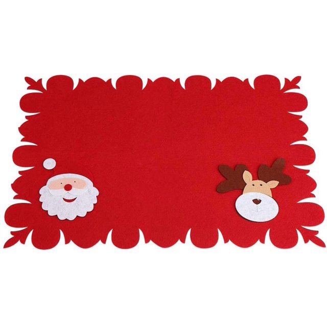 Manteles individuales de mesa, tela no tejida, mantel navideño, mesa de comedor, tenedor, alfombrilla decorativa (老人 + 小鹿)