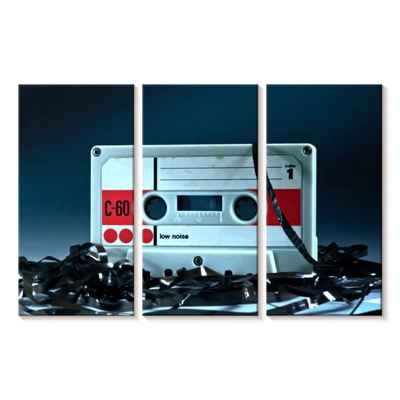 Elephant Stock Mixtape Film Tangle Wall Art - Horizontal Multi Panel Canvas - Living Room Wall Decor - Music Multi Panel - Blue And Brown Decor - 23" x 14"