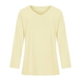 thumbnail image 4 of LYXSSBYX Women Long Sleeve Dress Hot Sale Clearance Women Casual Solid Long Sleeve Shoulder Drop V-Neck T-Shirt Blouse, 4 of 5