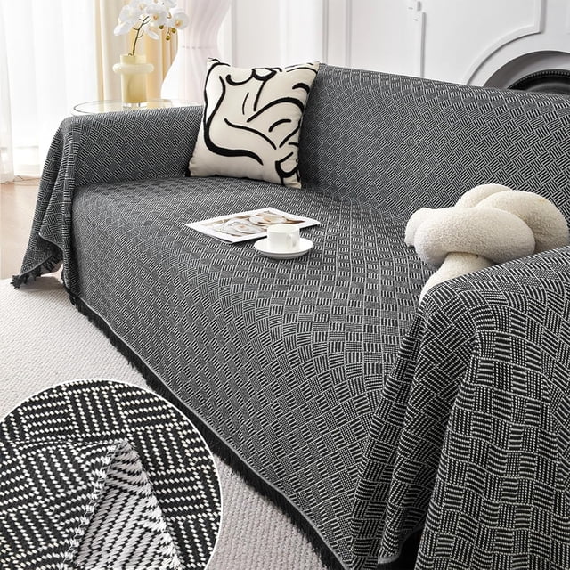Funda de Sofá Reversible Chenilla Antideslizante Protector de Muebles para Sofá Fundas para Sofa Protector Cover Añade Estilo y Comodidad a Tu Salón (Negro)