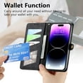 thumbnail image 5 of Nalacover Case for iPhone 15 Plus, with RFID Blocking Card Slot Holder, Magnetic Flip Folio Purse Case, PU Leather Zipper Handbag with Detachable Lanyard Strap For iPhone 15 Plus, Black, 5 of 12