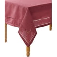 thumbnail image 5 of Violet Linen Hem Stitch Border Pattern, Polyester, Non-Stain, Spill-Proof and Water Resistance, Cranberry, 68 Inch by 120 Inch, Seats 10 to 12 people, Rectangle, 5 of 5