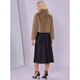 thumbnail image 3 of DARING DIVA Women's Faux Fur Cropped Snap Button Fluffy Jackets XS Khaki, 3 of 6