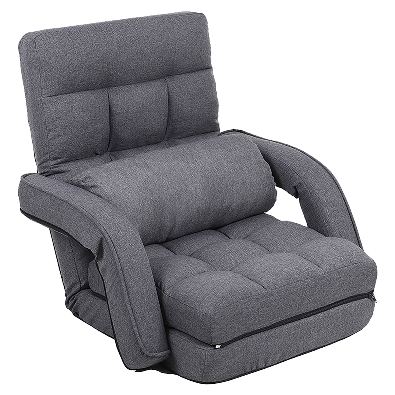 Kadyn Adjustable Floor Chair,Folding Lazy Sofa with Armrests and a Pillow Padded, Floor Chair Sofa for Living Room, Bedroom, Grey Kadyn Adjustable Floor Chair,Folding Lazy Sofa with Armrests and a Pillow Padded, Floor Chair Sofa for Living Room, Bedroom, Grey