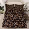 thumbnail image 2 of Homewish Retro Flower Floral Full Size Sheets, Rustic Farmhouse Fashion Bed Sheets, Black Gold Sheet Sets, Microfiber Bedroom Decor, 4 Pieces, 2 of 7