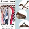 thumbnail image 2 of Closet Spice - 40 pack - (Retro) Solid Wood Suit Hangers with Smooth Finish, 360 Anti Rust Chrome Swivel Hook, Sturdy Wooden Coat Hangers with Notches at Each End, 2 of 7