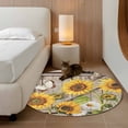 thumbnail image 2 of Round Rugs 3.3 Ft, Farmhouse Sunflowers Non Slip Area Rugs for Kitchen Bedroom Entryway, Rustic Barn Doors Flowers Butterfly Wooden Washable Carpet Runner Rug Floor Mats for Bedroom Home Decor, 2 of 8