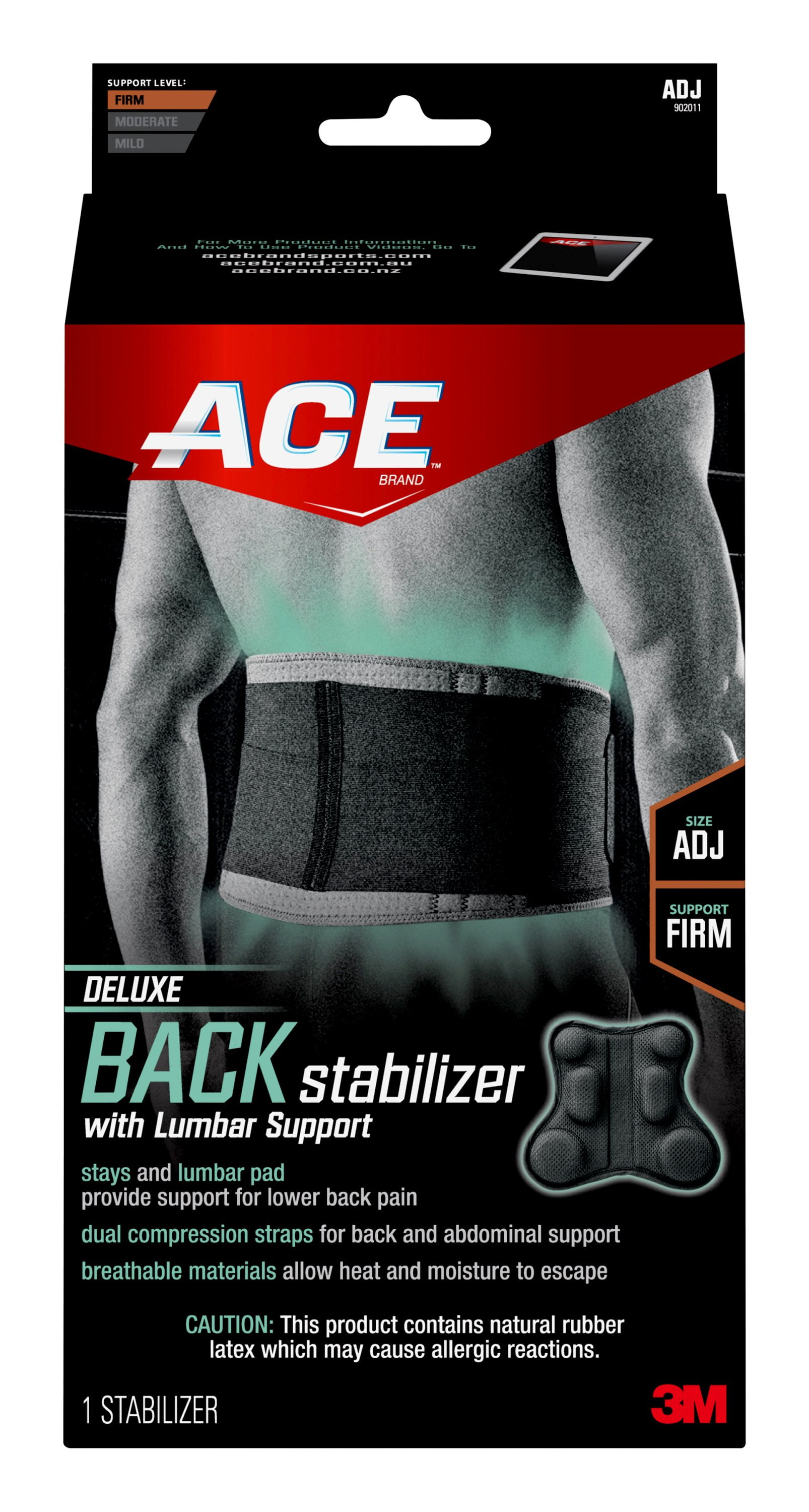 ACE Brand Deluxe Back Stabilizer with Lumbar Support, Adjustable Brace
