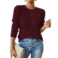 thumbnail image 3 of Suéteres de Punto Ligeros de Crochet con Cuello Redondo y Mangas Largas para Mujer Conjuntos de Otoño A Rojo S, 3 of 8