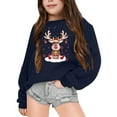 thumbnail image 2 of Otqutp Kid Girls Merry Christmas Long Sleeve Sweatshirt Embroidered Xmas Round Neck Shirts Xmas Pullover Holidays Tops Clothes(Navy,3-4 Years), 2 of 4
